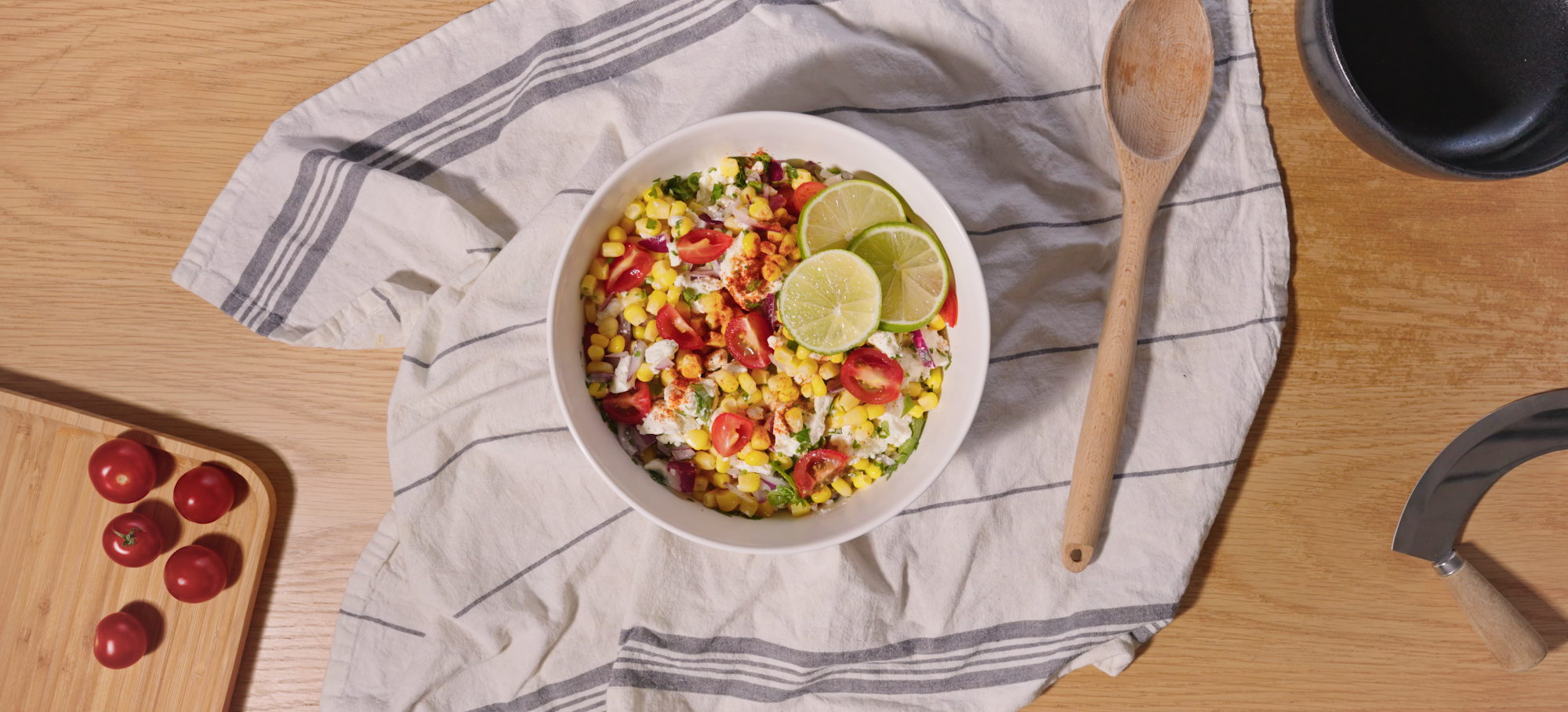 Salade maïs, feta et citron vert