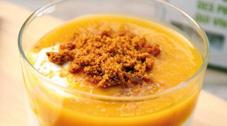 recette gourmande dessert panna cotta mangue litchi spéculoos