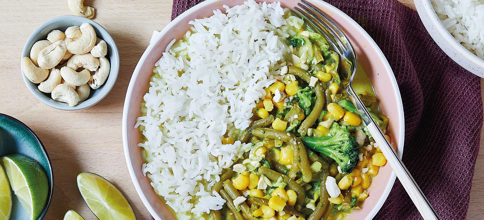 curry haricot vert maïs riz recette facile