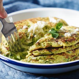 Pancake de courgettes, feta & menthe