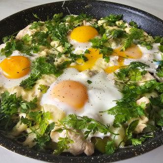 Poêlée de légumes au poulet façon chakchouka