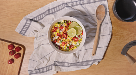 Salade maïs, feta et citron vert